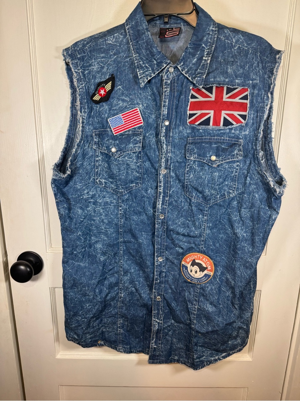 Hudson Outerwear acid wash denim patch vest